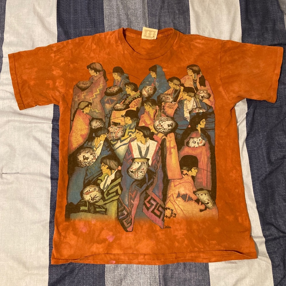 Rare Vtg 2000 The Mountain T Shirt L Indigenous People Native American Tie Dye